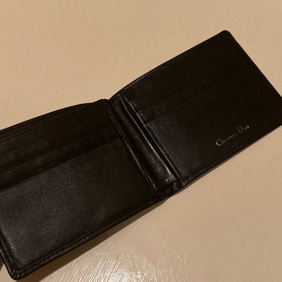 Christian Dior Men's Bifold Wallet Cardholder Black Leather Classic Everyday - Picture 3 of 10